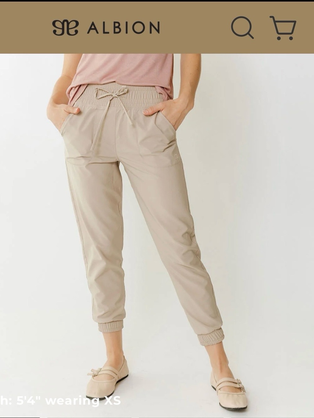 Albion Women's Beige Khaki Drawstring Jogger Pants